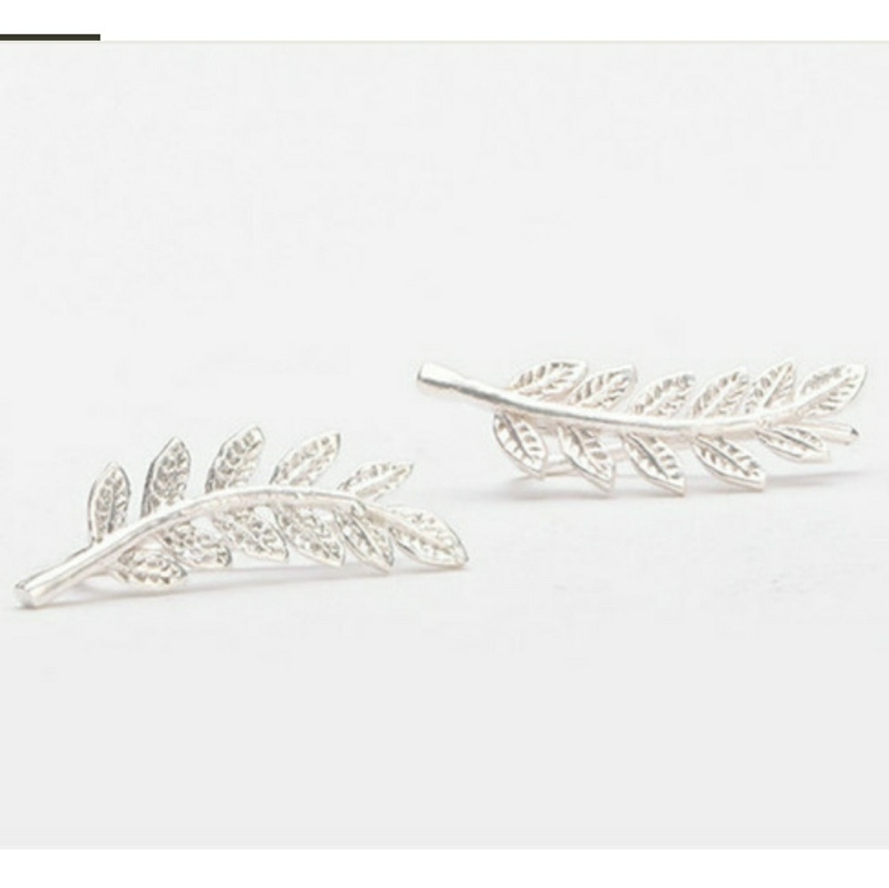 Only Silver Colored Leaf Climber Earrings Left! - Picture 2 of 6
